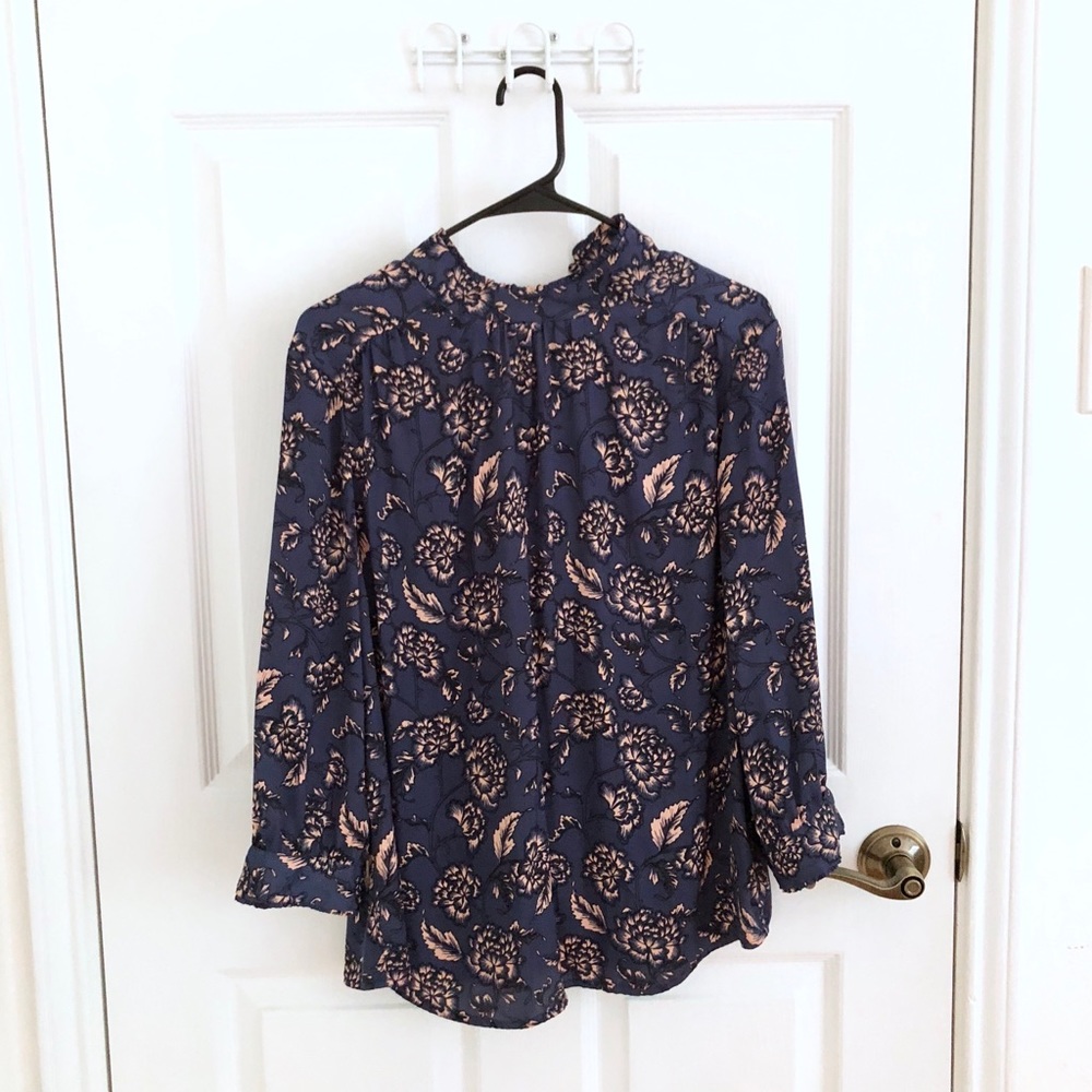 Zara blue/purple long-sleeve top with flowers